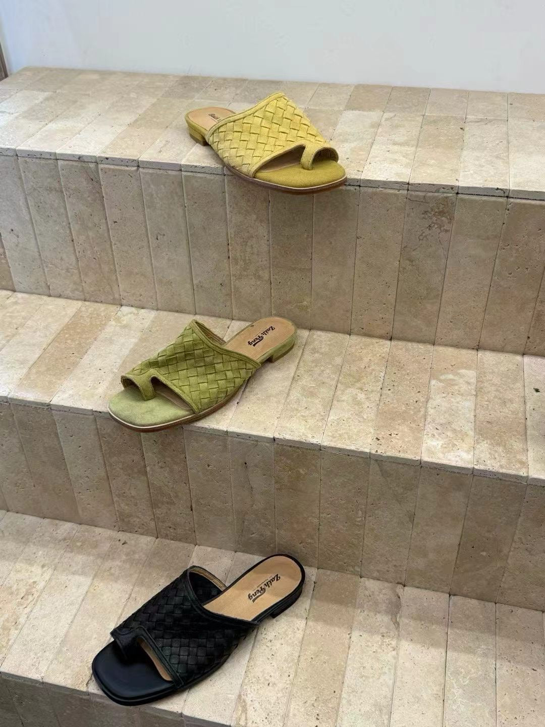 Liora Handwoven Leather Slide Sandals