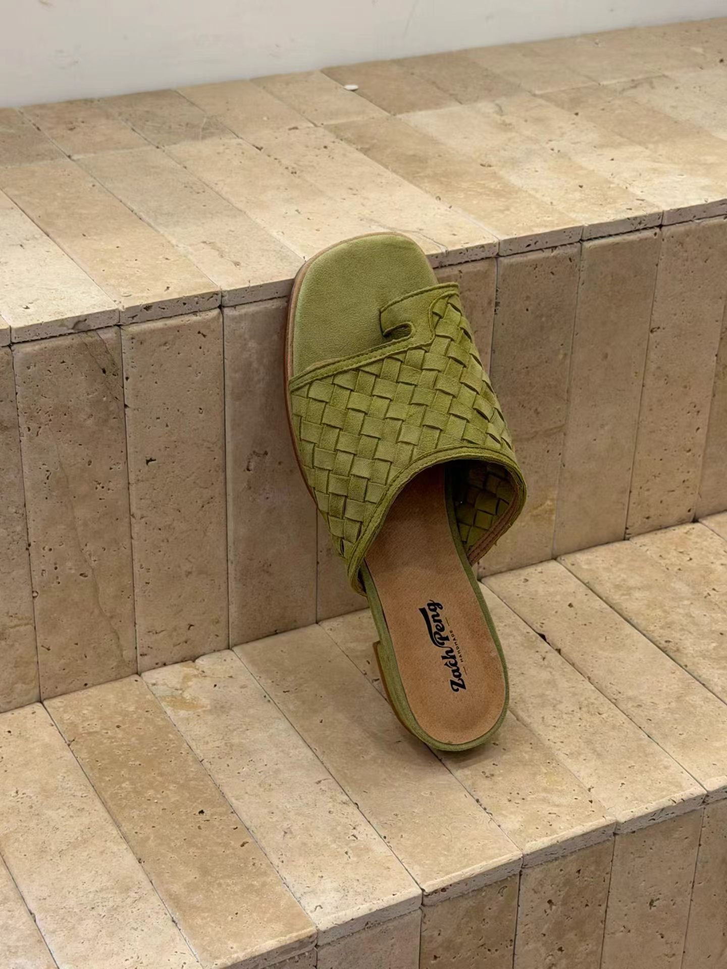 Liora Handwoven Leather Slide Sandals