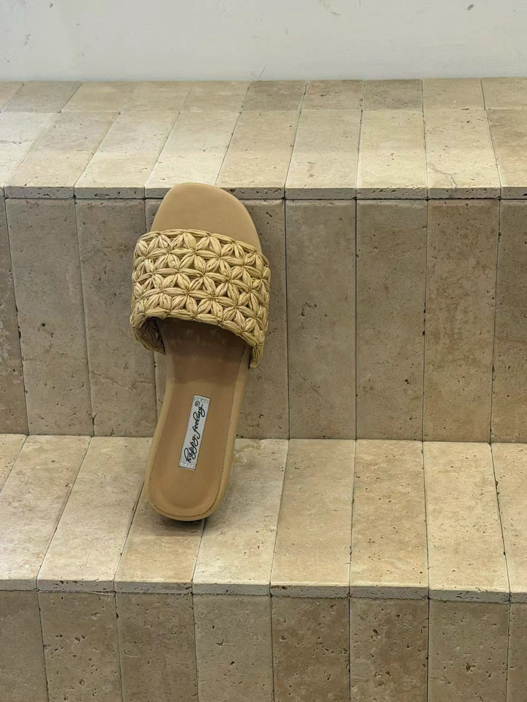 Amara Woven Raffia Slide Sandals