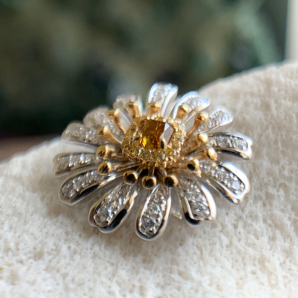 Yellow Diamond Daisy Brooch