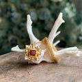 Ruby Square Gold Necklace