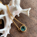 Teal Tourmaline Gold Necklace