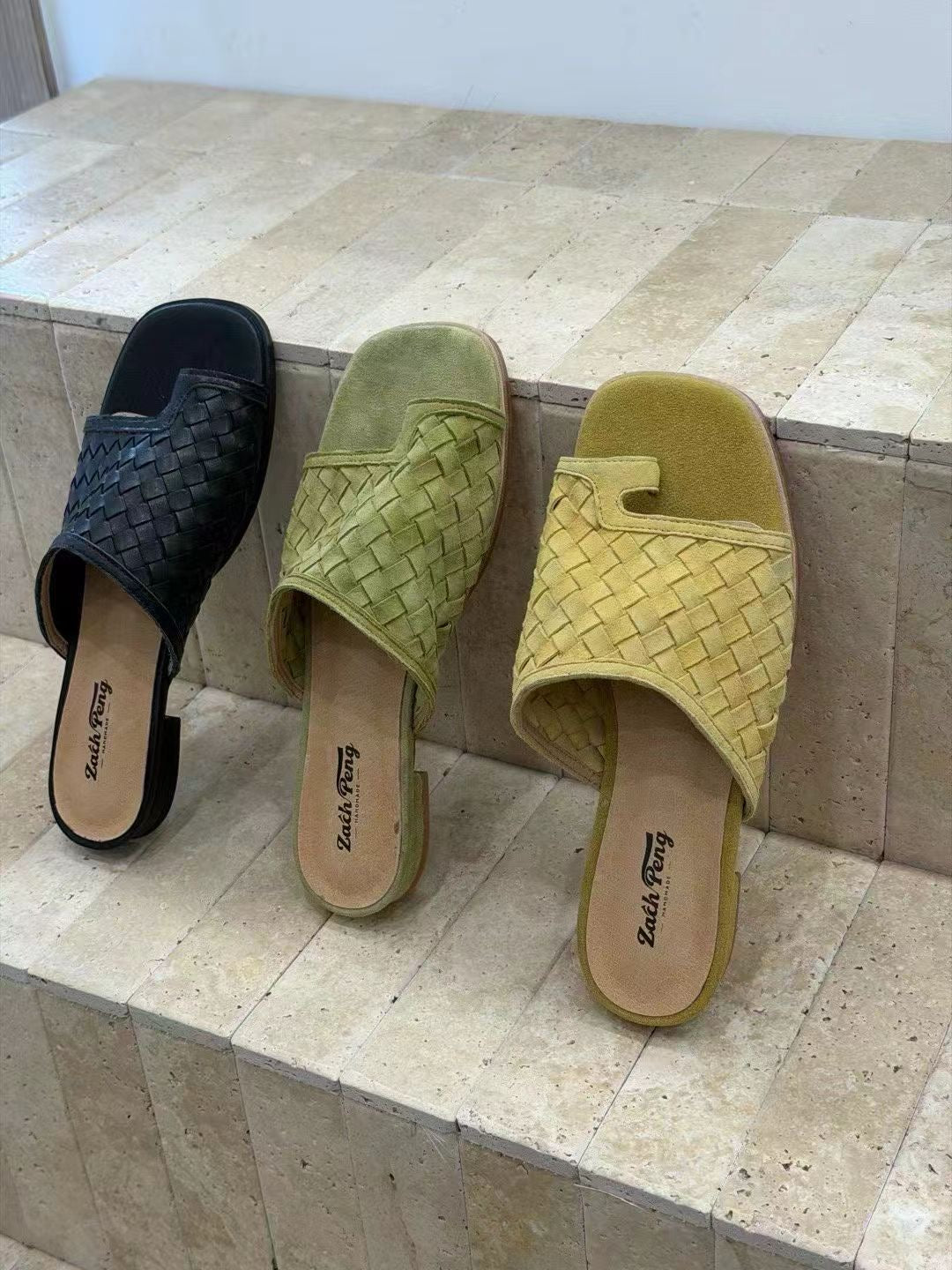 Liora Handwoven Leather Slide Sandals
