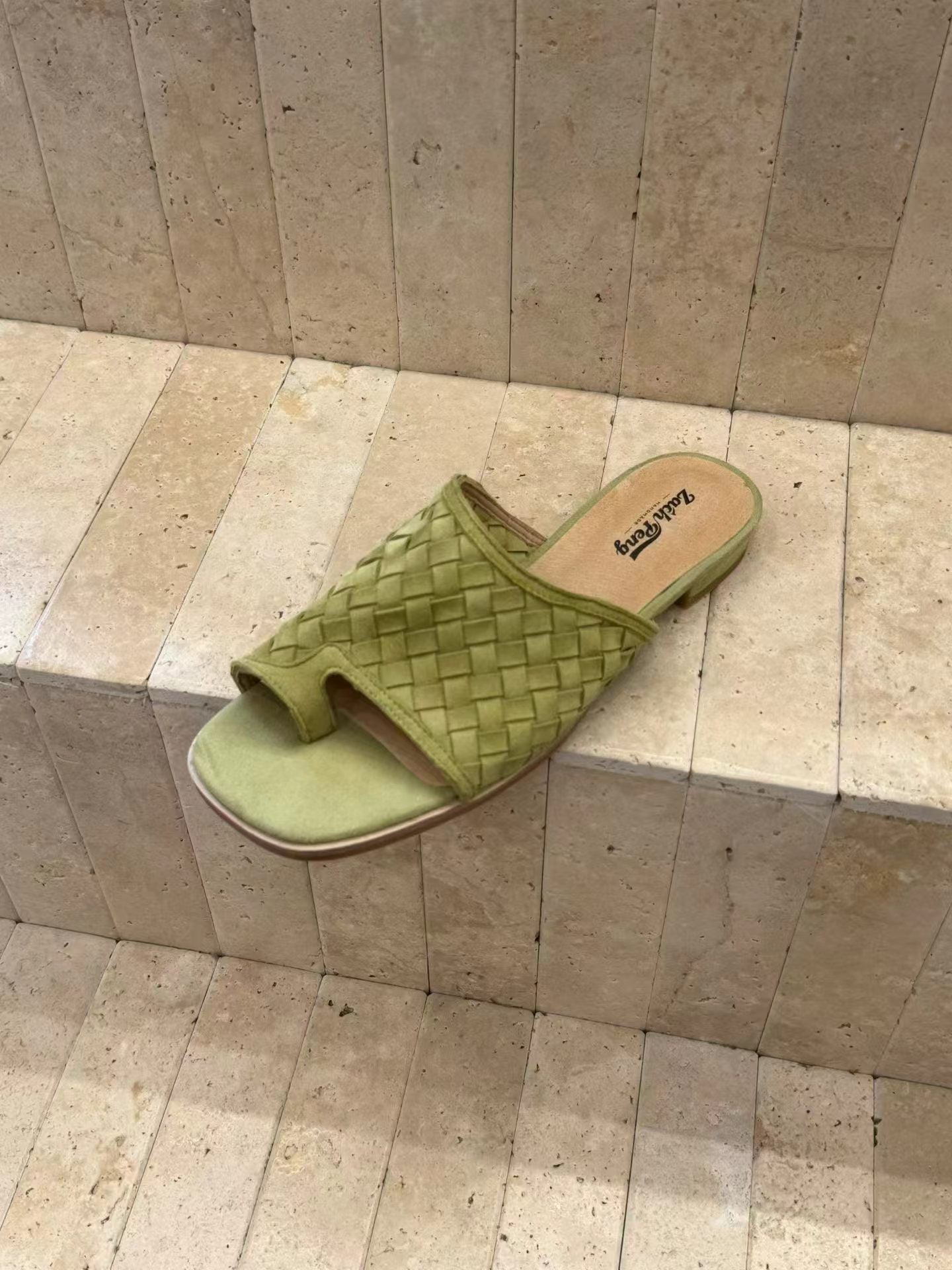Liora Handwoven Leather Slide Sandals